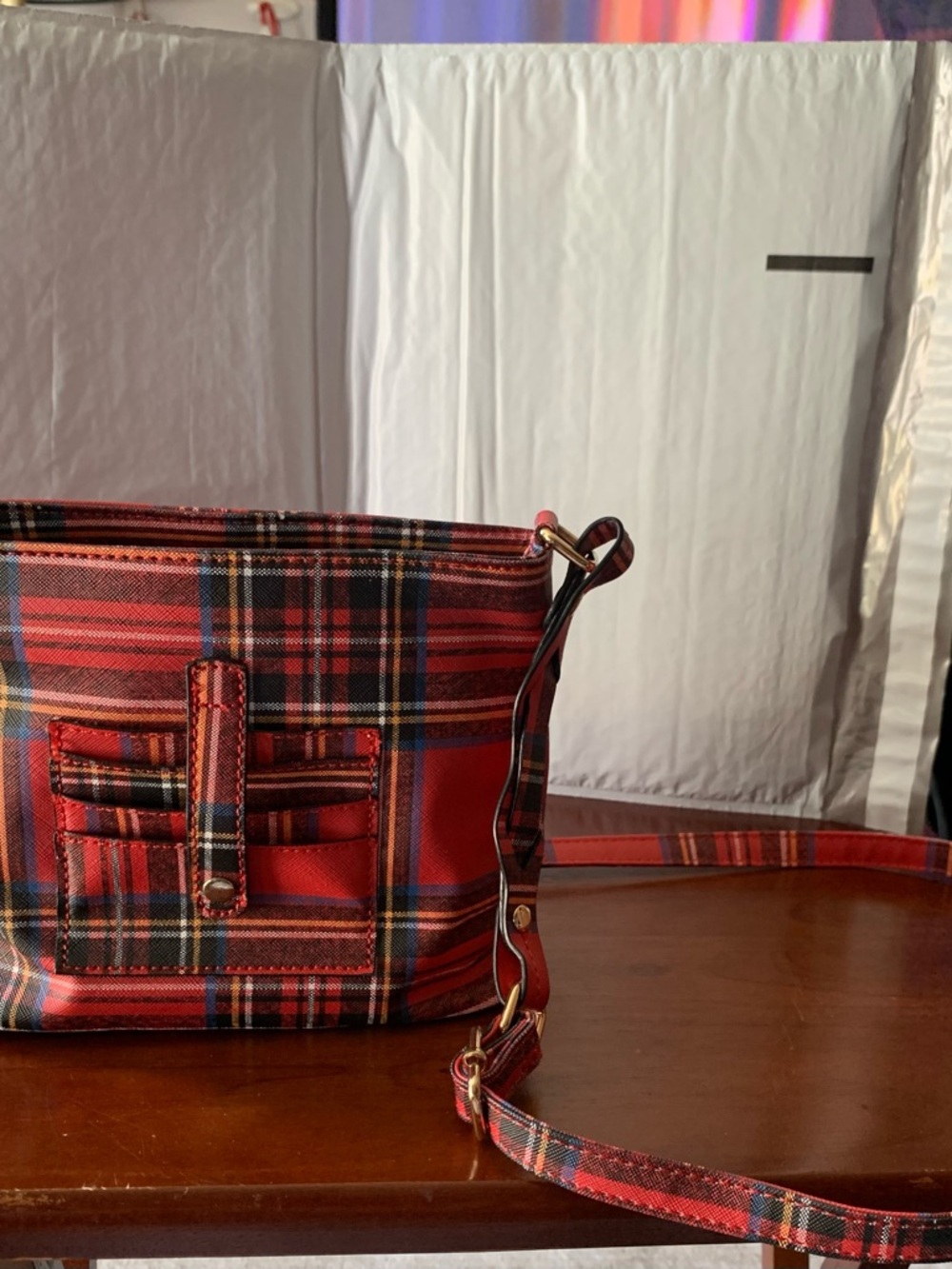 Red Plaid Crossbody Bag for Women - Classic Everyday Style
